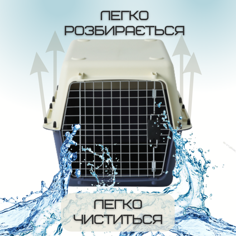 Переноска Контейнер Для Кошек и Собак 50*31*34 см Для Авиа Перелётов и Транспортировки Животных до 9 кг с Металлическими Креплениями и Дверью + Замок Navy