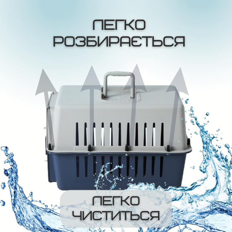 Контейнер Для Авиа Перевозок Животных 50*31*34 см Переноска Для Кошек и Собак с Металлическими Креплениями и Дверью + Замок до 9 кг Gray