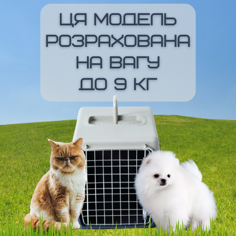 Контейнер Для Авиа Перевозок Животных 50*31*34 см Переноска Для Кошек и Собак с Металлическими Креплениями и Дверью + Замок до 9 кг Gray