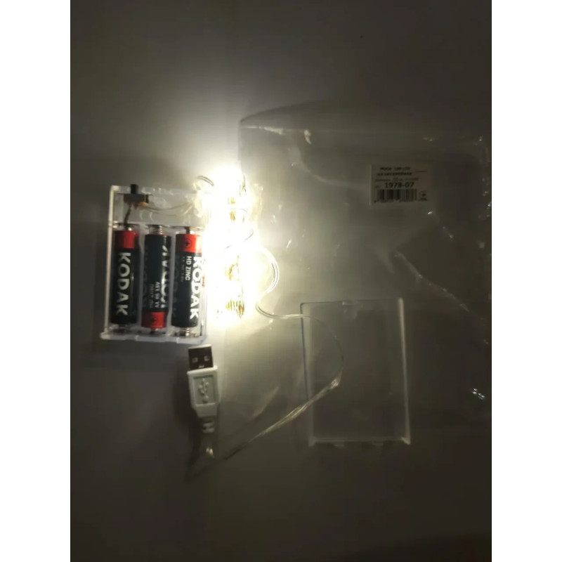 Гірлянда НА БАТАРЕЙКАХ + USB 50 LED 5 м білий РОСА світлодіодна