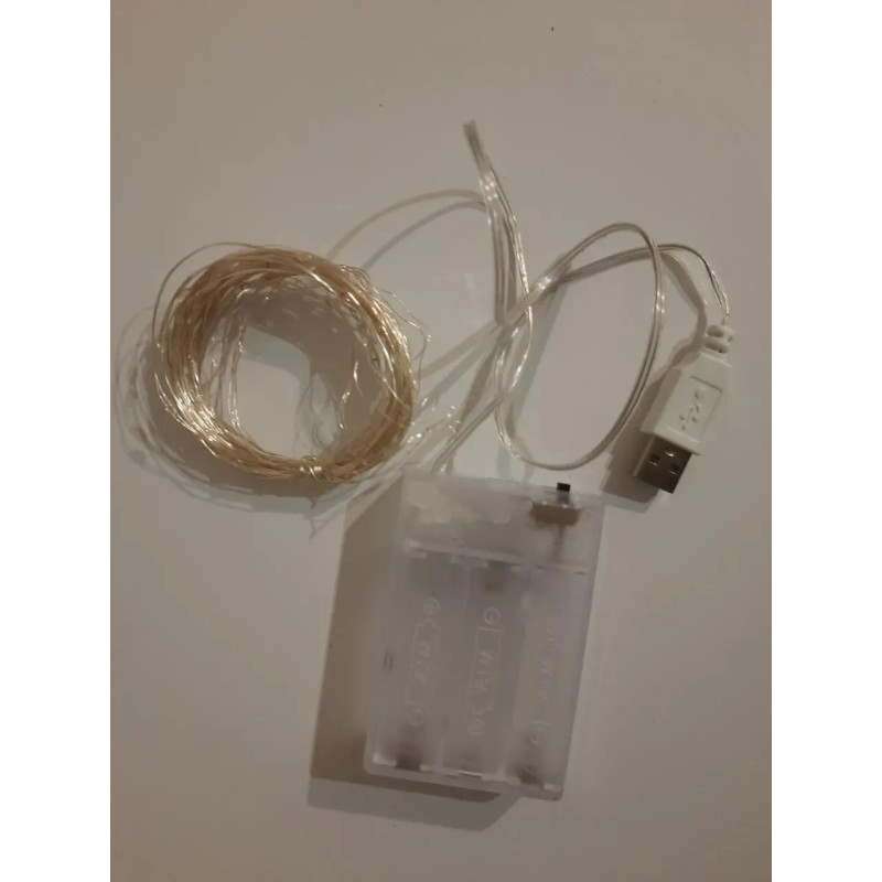 Гірлянда НА БАТАРЕЙКАХ + USB 50 LED 5 м білий РОСА світлодіодна