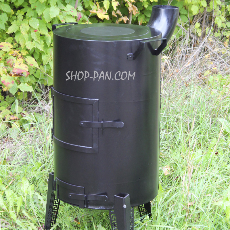 Печь-буржуйка SHOP-PAN 3 мм с варочной поверхностью на дровах для внутреннего обогрева помещений