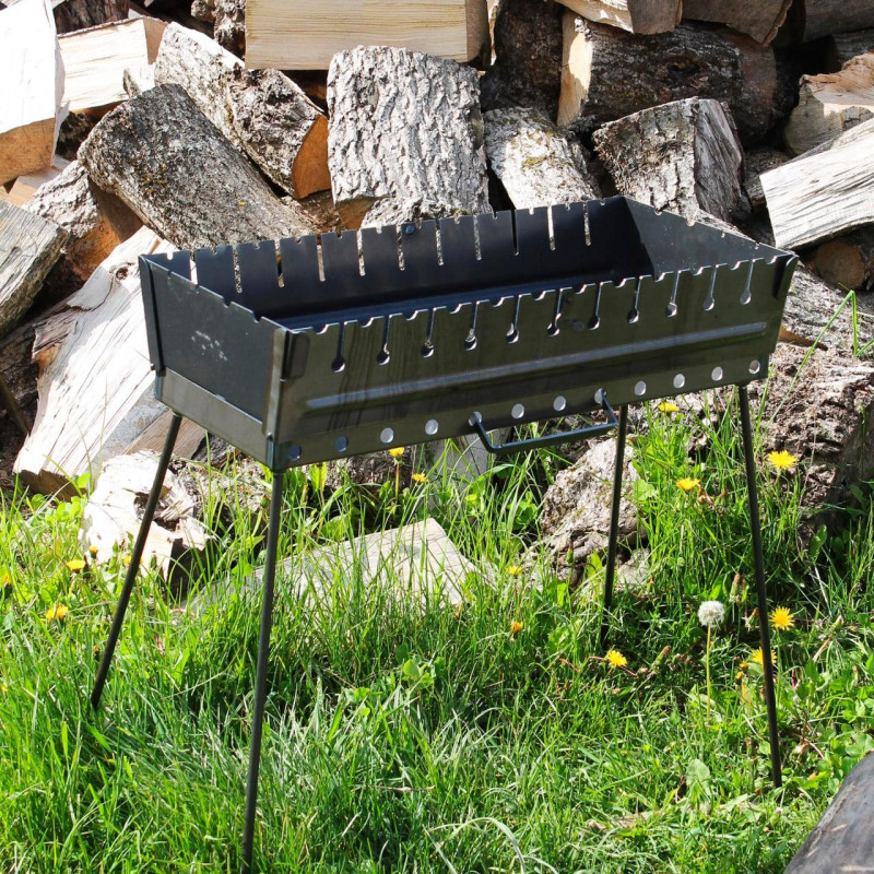 Мангал-чемодан 3 мм на 10 шампуров, раскладной жаровня гриль