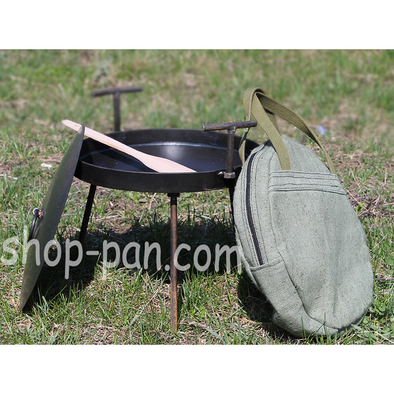 Сковорода маленькая с крышкой и чехлом из диска бороны туристическая