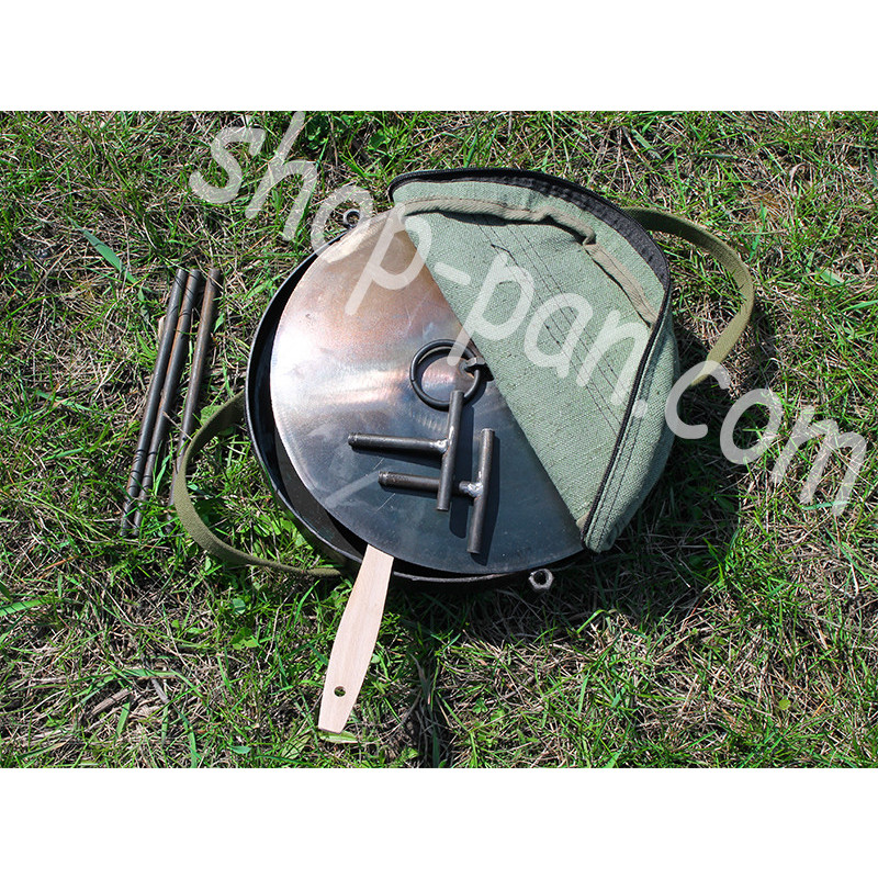 Сковорода маленькая с крышкой и чехлом из диска бороны туристическая