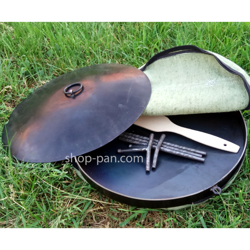 Сковорода бороны с крышкой и чехлом для пикника, из диска для костра