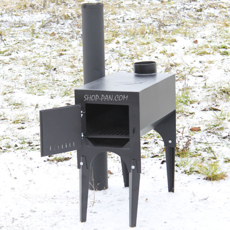Печь-буржуйка 3 мм Дарума с варочной поверхностью на ножках