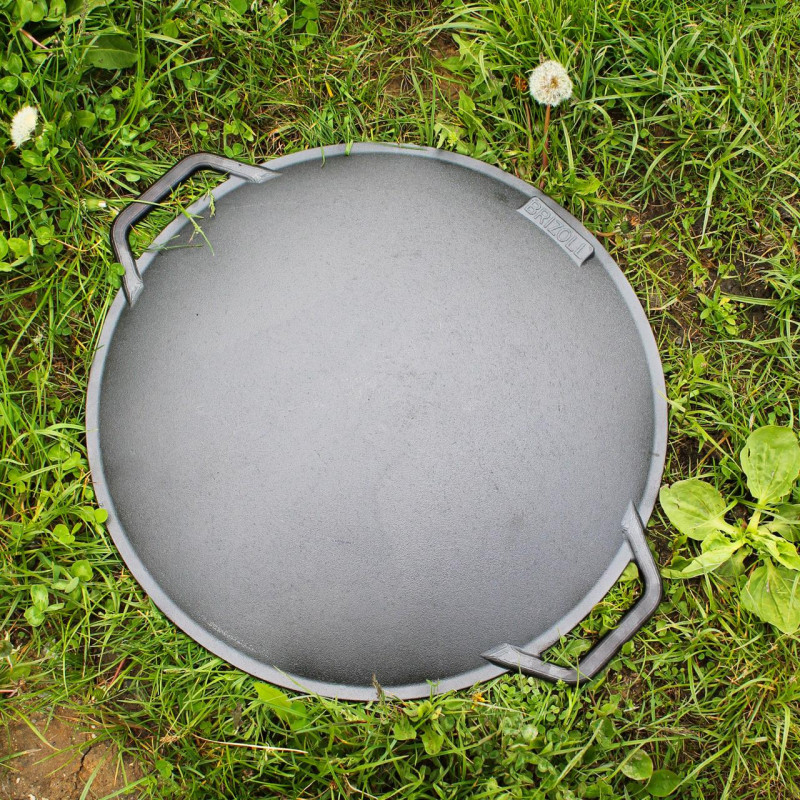 Садж чугунная сковорода 45 см с подвеской для разведения огня.