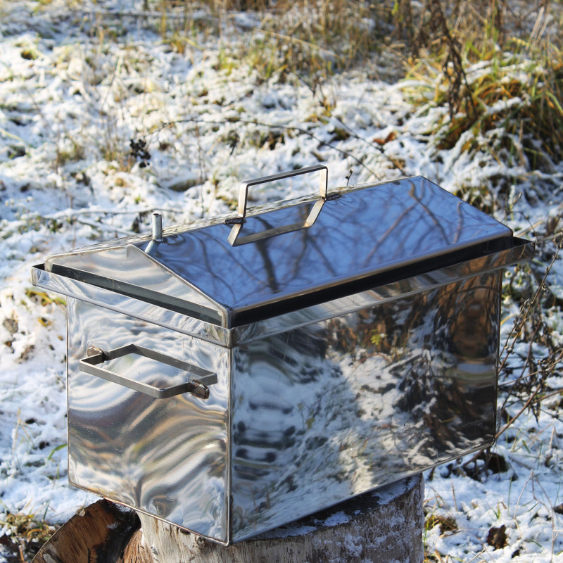 Коптильня горячего копчения из нержавейки 305х550х280 1.5 мм