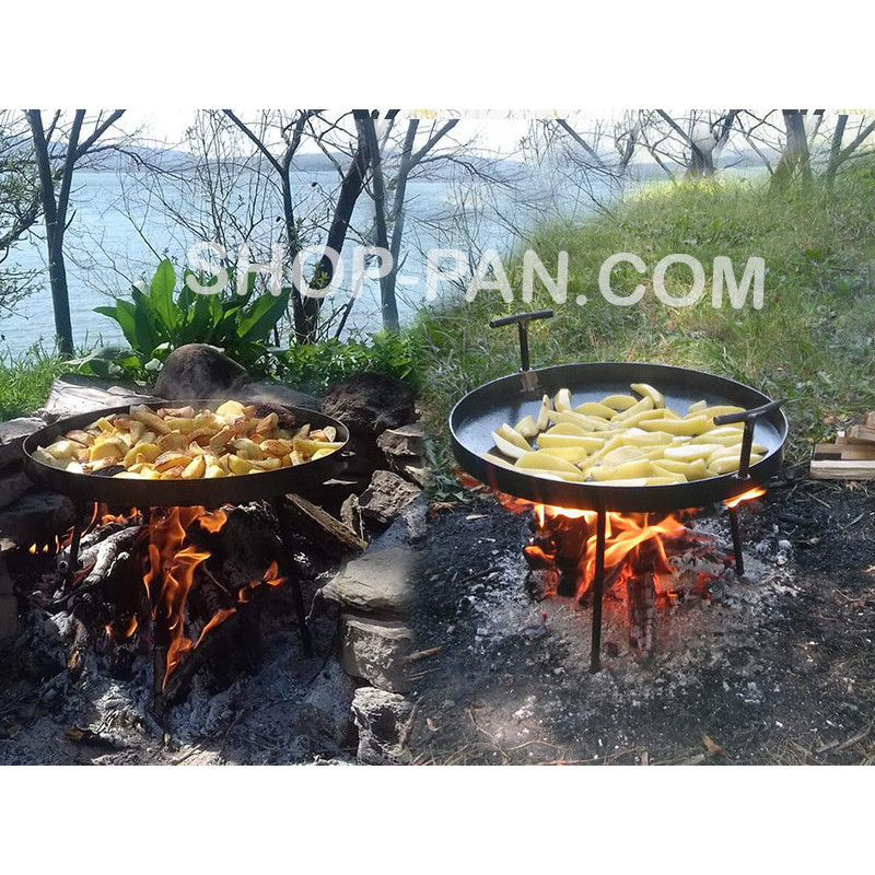 Сковорода из диска бороны 50см с крышкой со съемными ручками