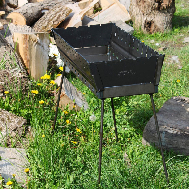 Мангал-чемодан 2 мм на 10 шампуров, раскладной жаровня гриль