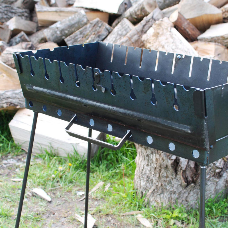 Мангал-чемодан 2 мм на 10 шампуров, раскладной жаровня гриль