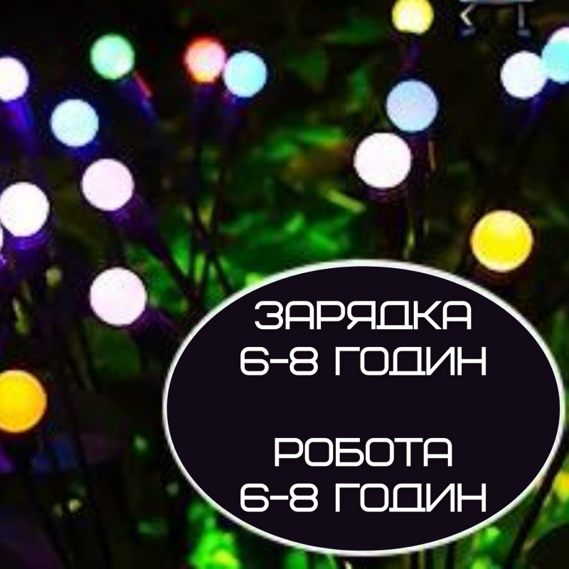Фонарь Светильник Для Сада 1 Ветка 6 Разноцветных Фонариков LED Лампочки Декоративные Водонепроницаемые IPX5 Для Клумбы на Дачу 2в1 на Солнечной Батарее с Датчиком Света YIIOT