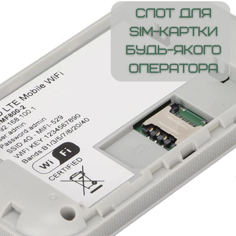 Мобильный Роутер Маршрутизатор MIFI 4G Переносной Модем Для Подключения к Интернету Под Сим Карту с Аккумулятором 150 Mbps