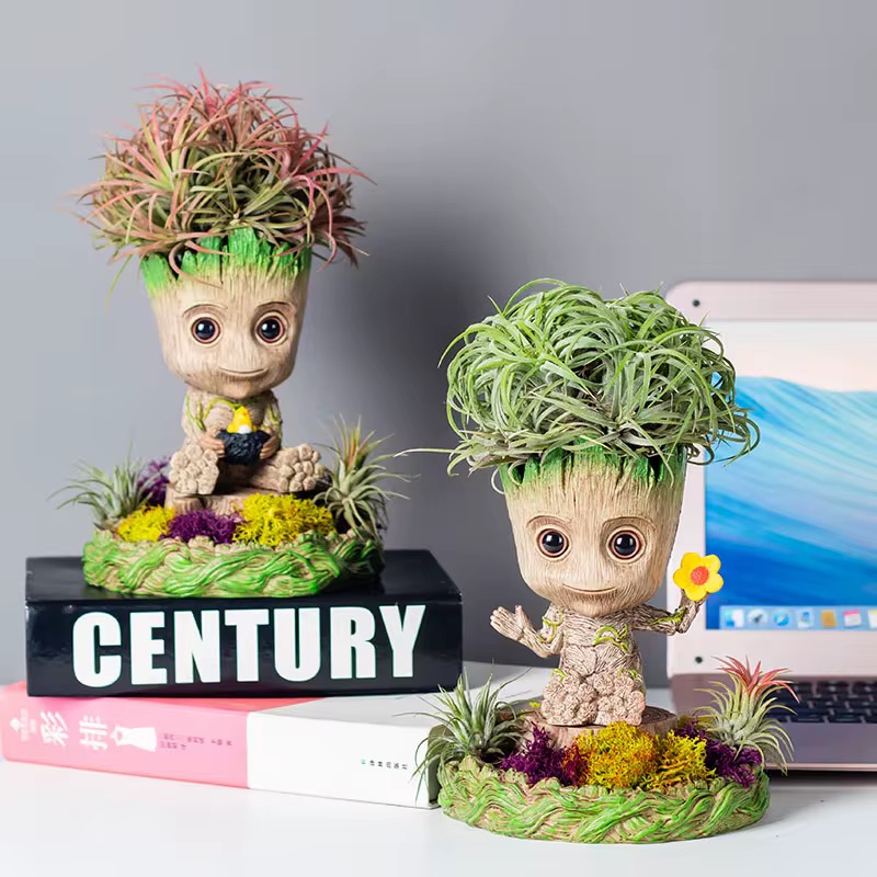 Декоративный Горшок Подставка Кашпо для Комнатных Цветов Суккулентов и Канцелярии Грут с Птичкой 15 см