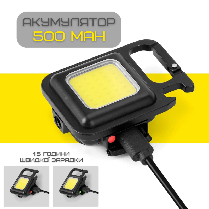 Портативный Замок Фонарик Карманный 4в1 на Магните и Аккумуляторе TYPE-C со Складной Подставкой Чёрный