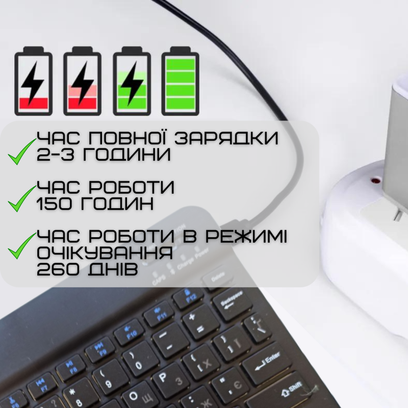 Портативна Бездротова Клавіатура і Миша Bluetooth з UA розкладкою на Акумуляторі для ПК Ноутбуків Смартфонів і Планшетів на Android і iOS Чорна