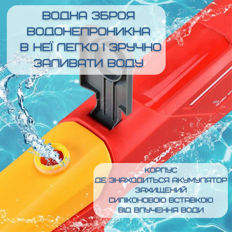 Водный Бластер на Аккумуляторе Электрический Детский Водяной Пистолет Акула Красный