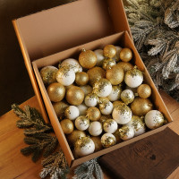 Набір іграшок ялинкових "Бите Скло" Золотий 40шт