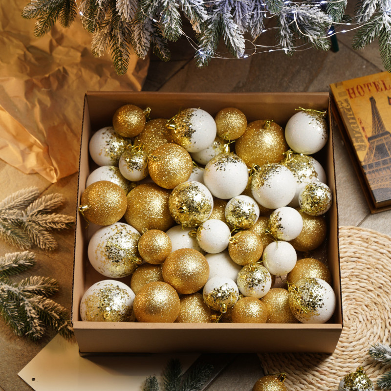 Набір іграшок ялинкових "Бите Скло" Золотий 40шт