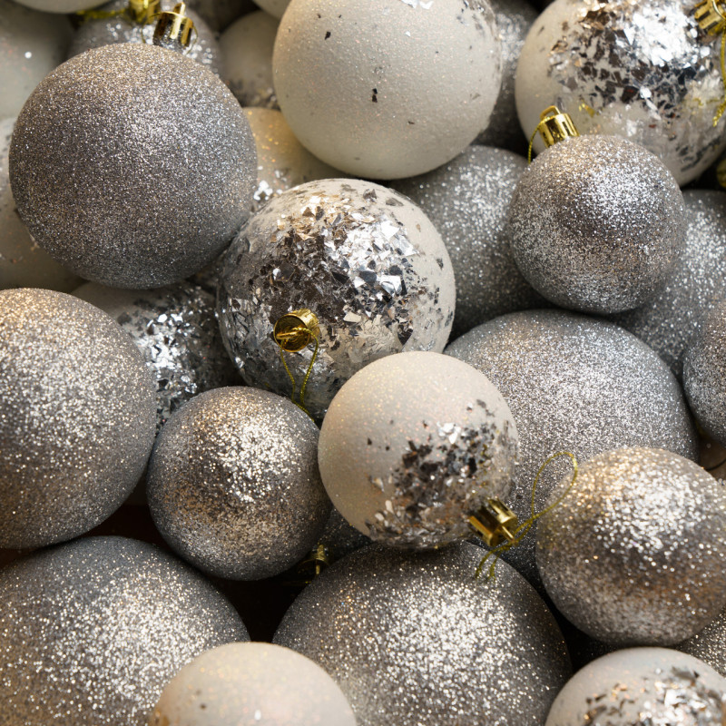 Набір іграшок ялинкових "Бите Скло" Срібний 40шт