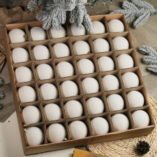 Набор елочных игрушек "Бархат" Белый 18шт, D-8см