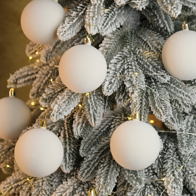 Набір іграшок ялинкових "Оксамит" Білий 18шт, D-8см