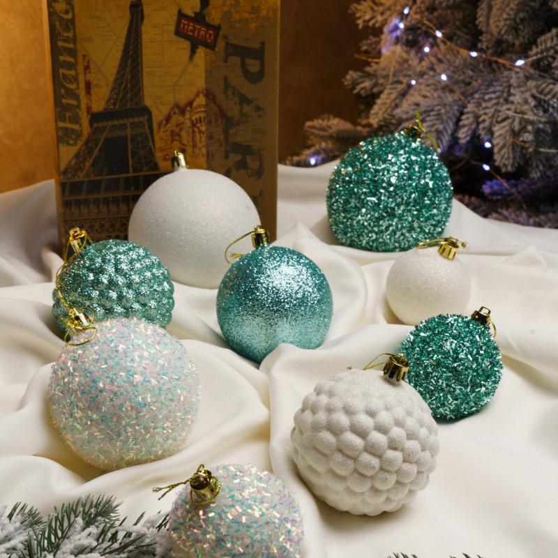 Набор елочных игрушек "Блеск" Мятный 40шт